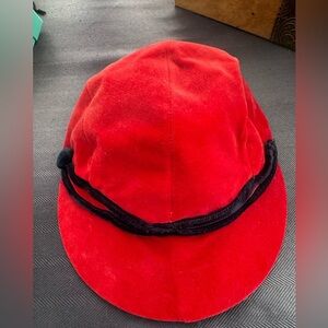 Antique Red Velvet Hat with Black Trim Richie
